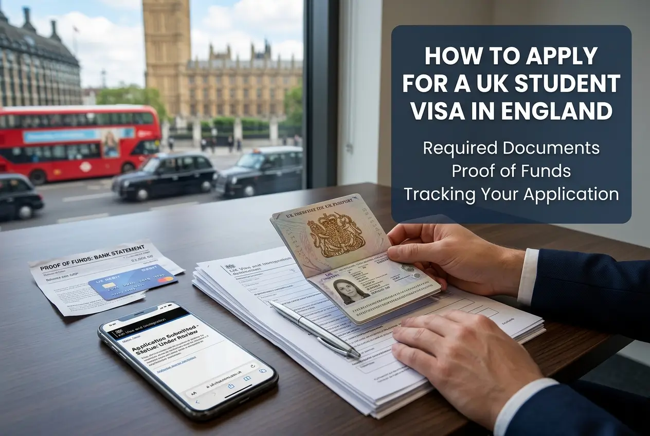 Mãos segurando passaporte do Reino Unido com documentos e Big Ben ao fundo